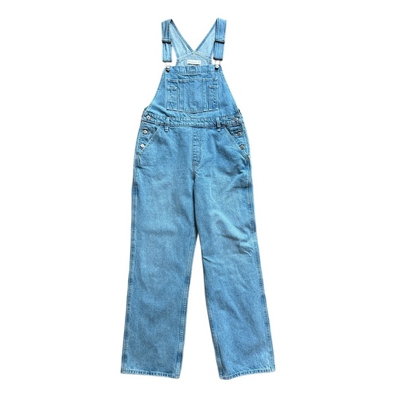 Abercrombie & Fitch Blue Denim Relaxed Fit Overalls Size Medium - Picture 2 of 12